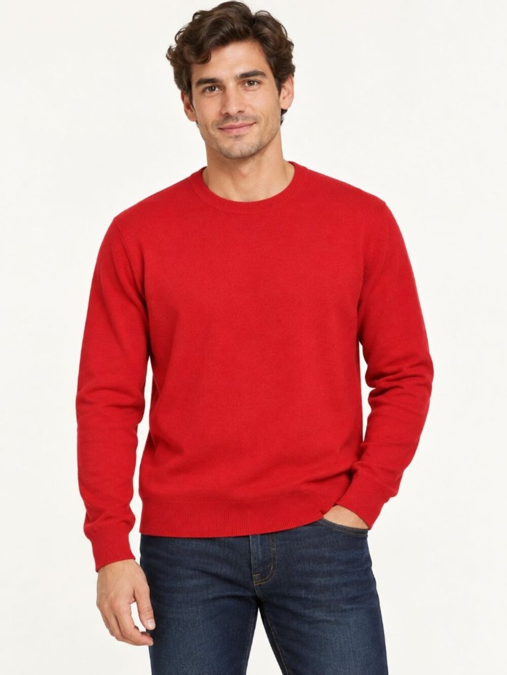 United Colors of Benetton Vtg Men’s Red Lambswool  Sweater Italian Size 50 US L